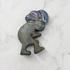 Jeremy Diller Raku Pottery Kokopelli Medallion Magnet - Signed Southwest Decor